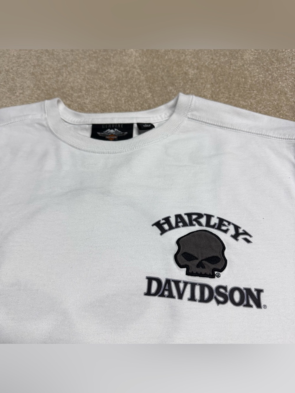 Harley Davidson White Skull Long Sleeve Shirt Men’s Large Ride Motorcycle Biker - Picture 5 of 11